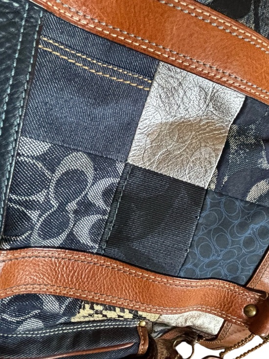 Coach Legacy RARE Limited Edition Mosaic Denim Patchwork Tote Bag Blue Signature - Picture 11 of 13